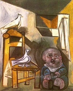 パブロ・ピカソ Painting - 鳩を持つ子供 1943年 キュビズム パブロ・ピカソ